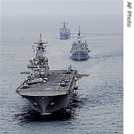 USS Essex and the Essex Amphibious Ready Group steam in formation in the Andaman Sea, 23 May 2008